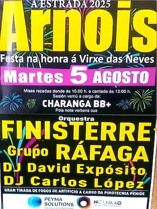 Fechas, información, programa, cartel, imágenes, mapa y ubicación de Nosa Señora das Neves de Arnois  en  A Estrada
