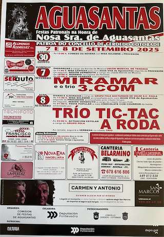 Fechas, información, programa, cartel, imágenes, mapa y ubicación de Nosa Señora de Aguasantas   en  Cerdedo-Cotobade