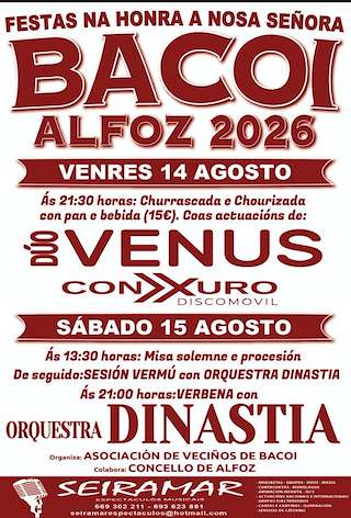 Fechas, información, programa, cartel, imágenes, mapa y ubicación de Nosa Señora de Bacoi (2026) en Alfoz do Castrodouro