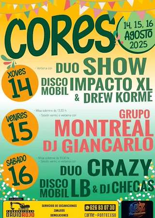 Fechas, información, programa, cartel, imágenes, mapa y ubicación de Nosa Señora de Cores  en  Ponteceso