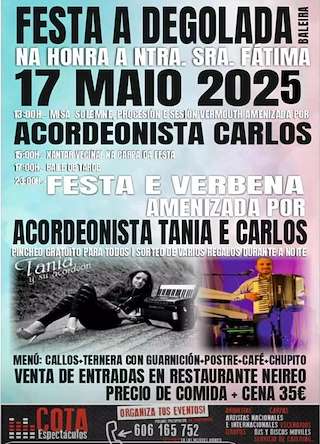 Fechas, información, programa, cartel, imágenes, mapa y ubicación de Nosa Señora de Fátima de A Degolada   en  Baleira