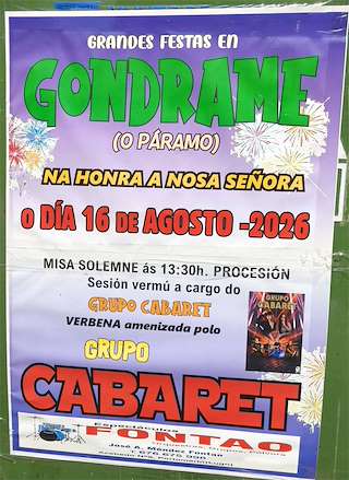 Fechas, información, programa, cartel, imágenes, mapa y ubicación de Nosa Señora de Gondrame  en  O Páramo
