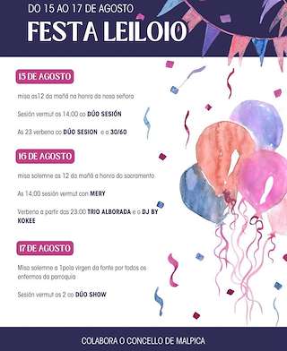 Fechas, información, programa, cartel, imágenes, mapa y ubicación de Nosa Señora de Leiloio  en  Malpica de Bergantiños