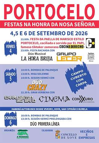 Fechas, información, programa, cartel, imágenes, mapa y ubicación de Nosa Señora de Portocelo (2026) en Xove