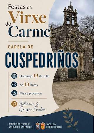 Fechas, información, programa, cartel, imágenes, mapa y ubicación de Nosa Señora do Carme de Cuspedriños (2026)  en  Cerdedo Cotobade