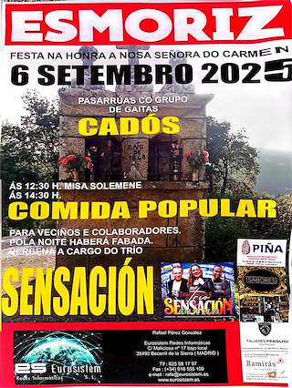 Fechas, información, programa, cartel, imágenes, mapa y ubicación de Nosa Señora do Carme de Esmoriz  en  Padrenda