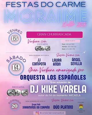 Fechas, información, programa, cartel, imágenes, mapa y ubicación de Nosa Señora do Carme de Moraime  en  Muxía