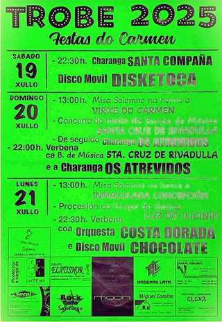 Fechas, información, programa, cartel, imágenes, mapa y ubicación de Nosa Señora do Carme de Trobe  en  Vedra