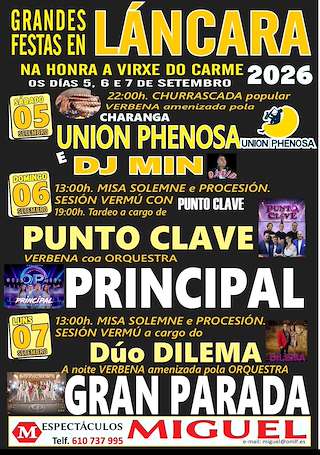 Fechas, información, programa, cartel, imágenes, mapa y ubicación de Nosa Señora do Carme (2026) en Láncara