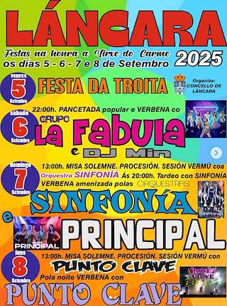 Fechas, información, programa, cartel, imágenes, mapa y ubicación de Nosa Señora do Carme  en  Láncara