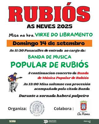 Fechas, información, programa, cartel, imágenes, mapa y ubicación de Nosa Señora do Libramento de Rubiós  en  As Neves