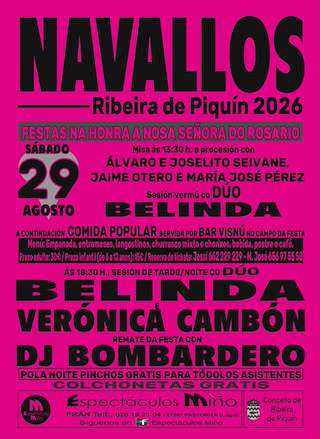 Fechas, información, programa, cartel, imágenes, mapa y ubicación de Nosa Señora do Rosario de Navallos  en  A Ribeira de Piquín