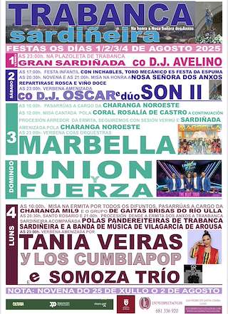 Fechas, información, programa, cartel, imágenes, mapa y ubicación de Nosa Señora dos Anxos de Trabanca Sardiñeira  en  Vilagarcía de Arousa