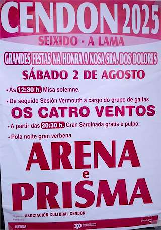 Fechas, información, programa, cartel, imágenes, mapa y ubicación de Nosa Señora dos Dolores de Cendo  en  A Lama