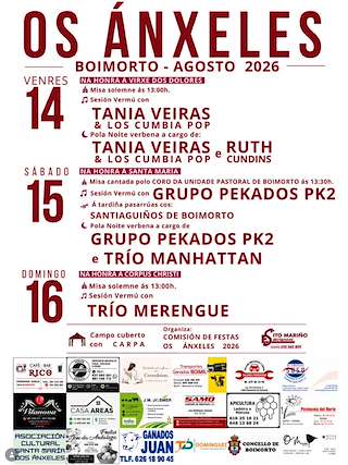 Fechas, información, programa, cartel, imágenes, mapa y ubicación de Nosa Señora dos Dores, Corpus e Santa María de Os Ánxeles (2026) en Boimorto