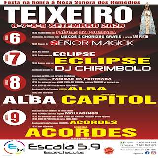 Fechas, información, programa, cartel, imágenes, mapa y ubicación de Nosa Señora dos Remedios de Teixeiro  en  Curtis