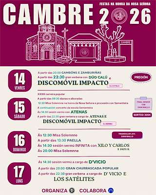 Fechas, información, programa, cartel, imágenes, mapa y ubicación de Nosa Señora e San Roque (2026) en Cambre