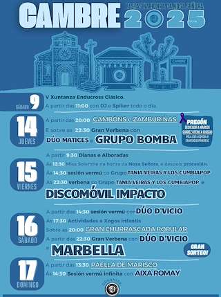 Fechas, información, programa, cartel, imágenes, mapa y ubicación de Nosa Señora e San Roque  en  Cambre