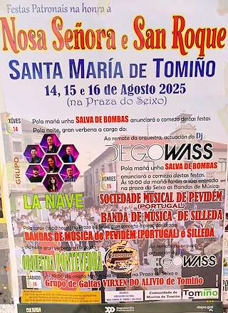 Fechas, información, programa, cartel, imágenes, mapa y ubicación de Nosa Señora e San Roque de Santa María  en  Tomiño