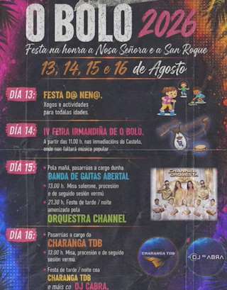 Fechas, información, programa, cartel, imágenes, mapa y ubicación de Nosa Señora e San Roque (2026)  en  O Bolo