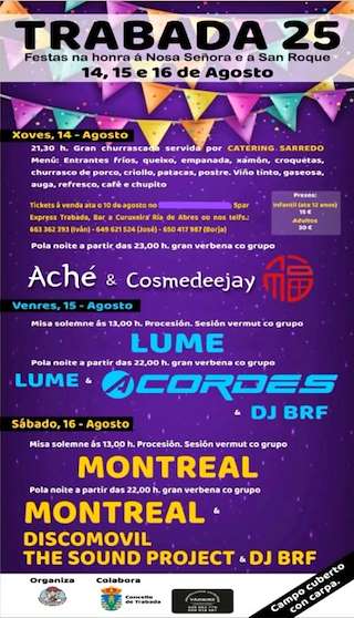 Fechas, información, programa, cartel, imágenes, mapa y ubicación de Nosa Señora e San Roque  en  Trabada