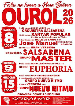 Fechas, información, programa, cartel, imágenes, mapa y ubicación de Nosa Señora (2026) en Ourol