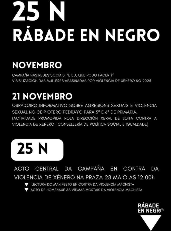 Noviembre. Día Internacional para a Eliminación da Violencia contra as Mulleres  en Rábade