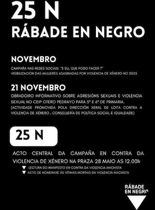 Fechas, información, programa, cartel, imágenes, mapa y ubicación de Noviembre. Día Internacional para a Eliminación da Violencia contra as Mulleres  (2025)  en  Rábade
