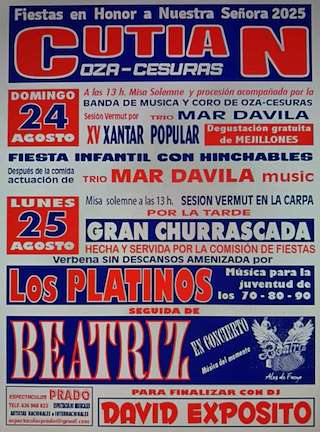 Fechas, información, programa, cartel, imágenes, mapa y ubicación de Nuestra Señora de Cutián  en  Oza Cesuras
