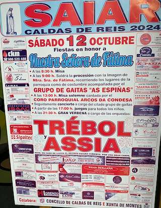 Fechas, información, programa, cartel, imágenes, mapa y ubicación de Nuestra Señora de Fátima de Saiar (2026)  en  Caldas de Reis