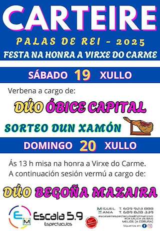 Fechas, información, programa, cartel, imágenes, mapa y ubicación de O Carme de Carteire  en  Palas de Rei