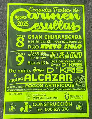 Fechas, información, programa, cartel, imágenes, mapa y ubicación de O Carme de Cesullas   en  Cabana de Bergantiños