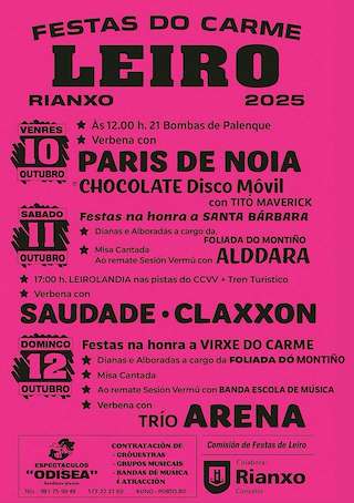 Fechas, información, programa, cartel, imágenes, mapa y ubicación de O Carme de Leiro (2025)  en  Rianxo