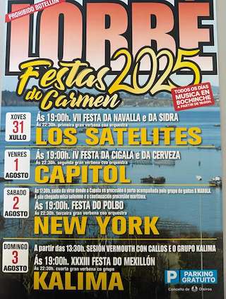 Fechas, información, programa, cartel, imágenes, mapa y ubicación de O Carme de Lorbé  en  Oleiros