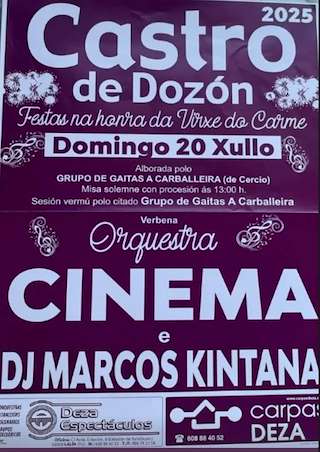 Fechas, información, programa, cartel, imágenes, mapa y ubicación de O Carme de O Castro  en  Dozón