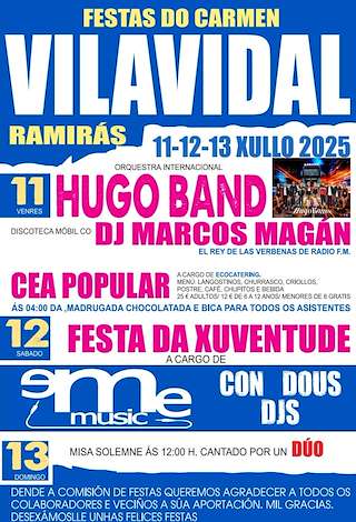 Fechas, información, programa, cartel, imágenes, mapa y ubicación de O Carme de Villavidal  en  Ramirás