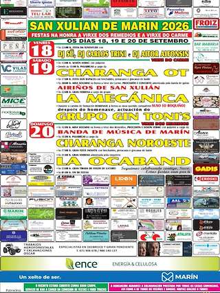 Fechas, información, programa, cartel, imágenes, mapa y ubicación de O Carme e Virxe dos Remedios de San Xulián (2026) en Marín