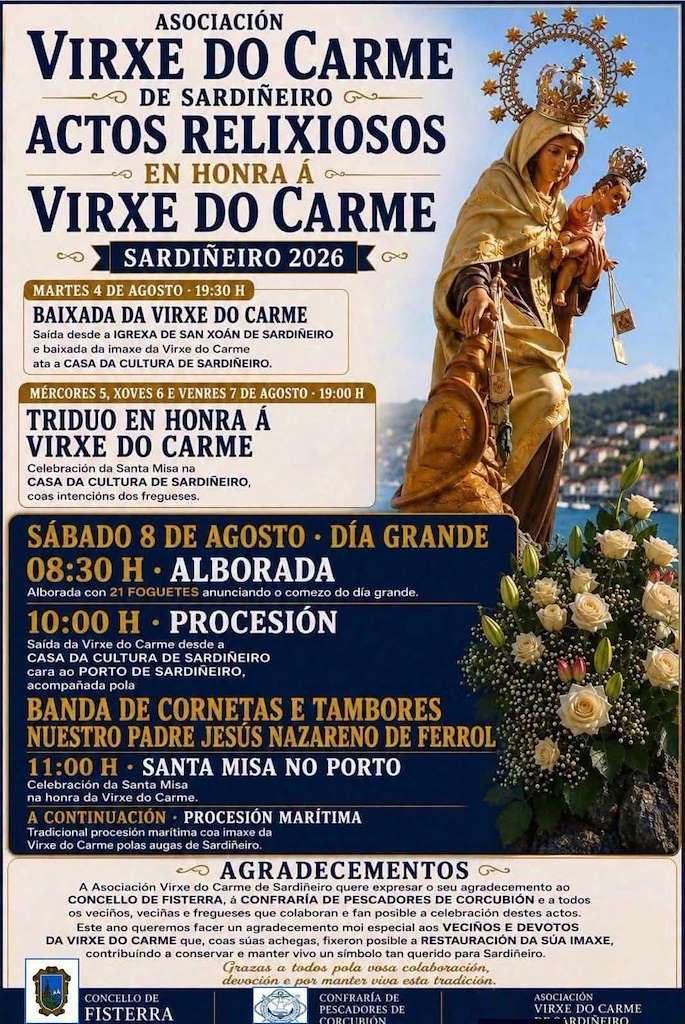 O Carmen de Sardiñeiro (2026) en Fisterra