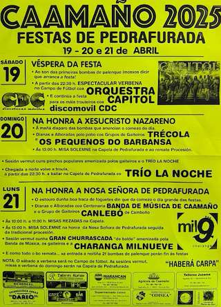 Fechas, información, programa, cartel, imágenes, mapa y ubicación de O Nazareno e A Virxe da Pedrafurada de Caamaño  en  Porto do Son