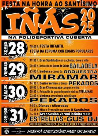 Fechas, información, programa, cartel, imágenes, mapa y ubicación de O Santísimo de Iñás  en  Oleiros