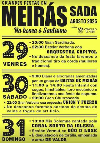 Fechas, información, programa, cartel, imágenes, mapa y ubicación de O Santísimo de Meirás  en  Sada