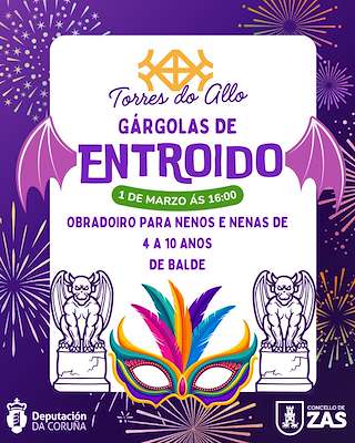 Fechas, información, programa, cartel, imágenes, mapa y ubicación de Obradoiro de Entroido nas Torres do Allo  en  Zas