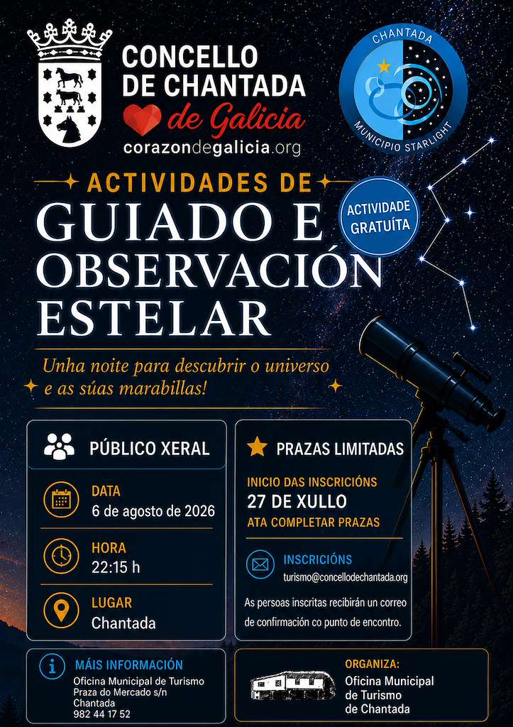 Observación Estelar e Astroturismo (2026) en Chantada