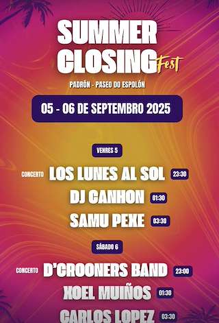 Fechas, información, programa, cartel, imágenes, mapa y ubicación de Open Air - Closing Summer Fest  en  Padrón