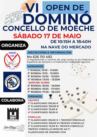Fechas, información, programa, cartel, imágenes, mapa y ubicación de VI Open de Dominó  en  Moeche