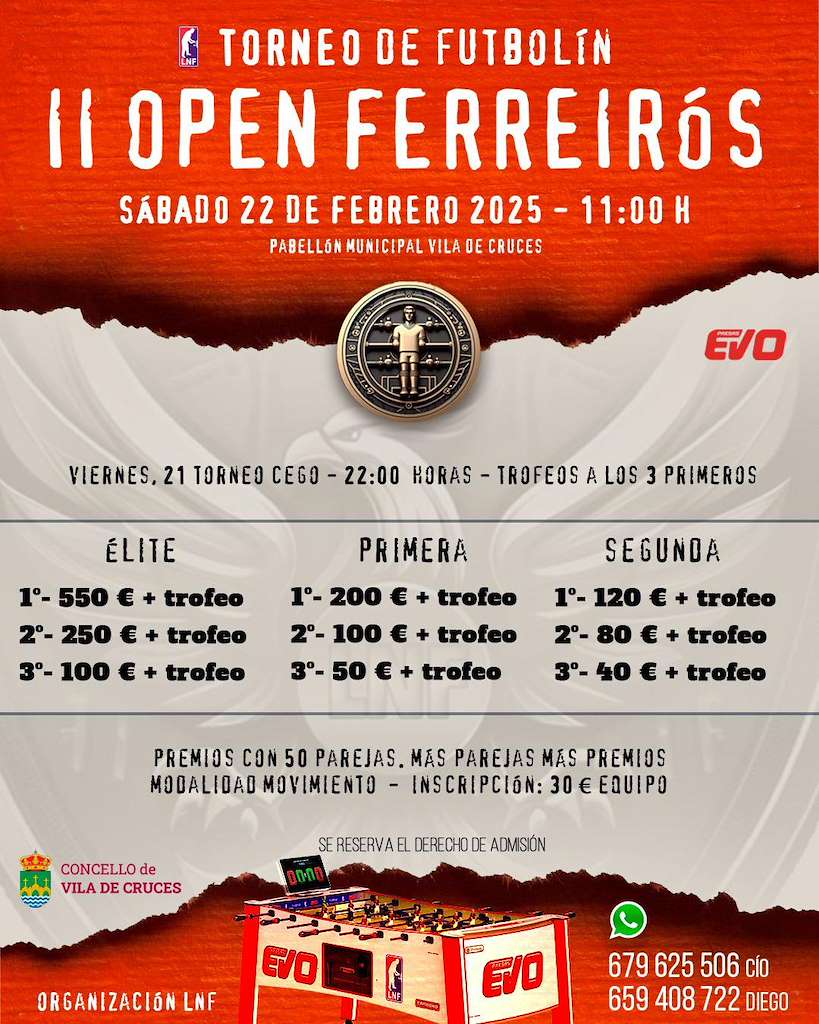 Open Ferreiros Torneo de Futbolin en Vila de Cruces