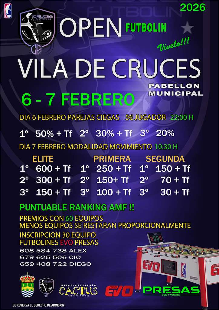 Open Torneo de Futbolin en Vila de Cruces