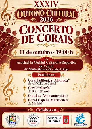 Fechas, información, programa, cartel, imágenes, mapa y ubicación de XXXIV Outono Cultural - Concerto de Corais (2026)  en  Vigo