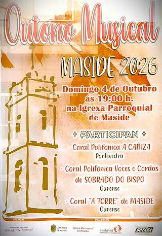 Fechas, información, programa, cartel, imágenes, mapa y ubicación de Outono Musical (2026)  en  Maside