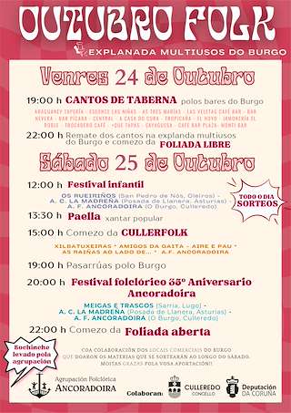 Fechas, información, programa, cartel, imágenes, mapa y ubicación de Outubro Folk do Burgo (2025)  en  Culleredo